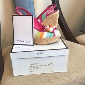 COACH MULTI/PINK WEDGE HEELS (STILL IN BOX)